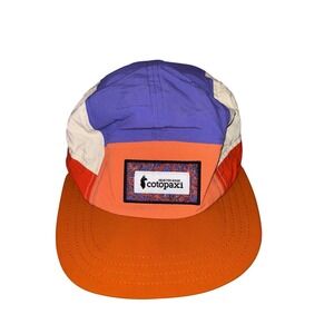 Cotopaxi 5 Panel Tech Hat Colorblock Purple Orange Adjustable Strapback Cap Gorp